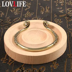 Handmade Pure Copper Chinese Super Hero Monkey King Hoop Bangle Antique Brass Sun Wu Kong Bracelet for Women Men Fashion Jewelry