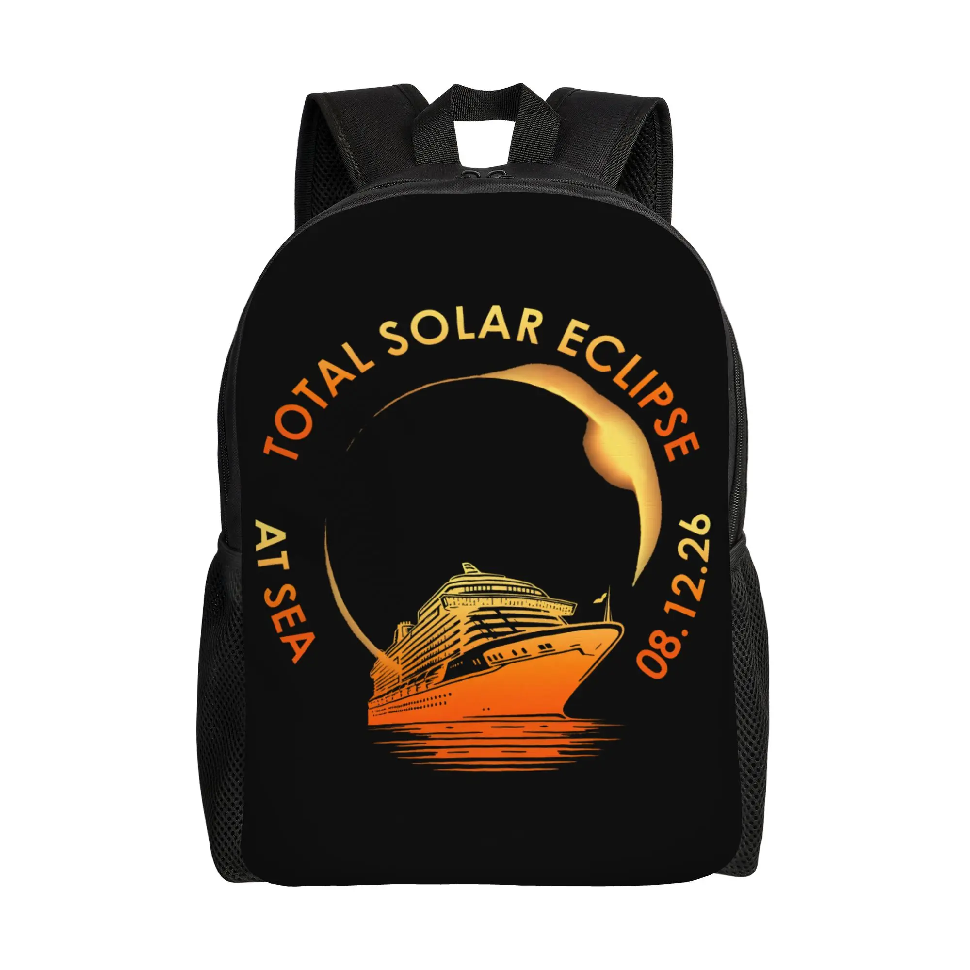 Total Solar Eclipse At Sea 2026 Cruise Spain Iceland Teenage Backpack Outdoor High School  Daypack for Men College Canvas Bags