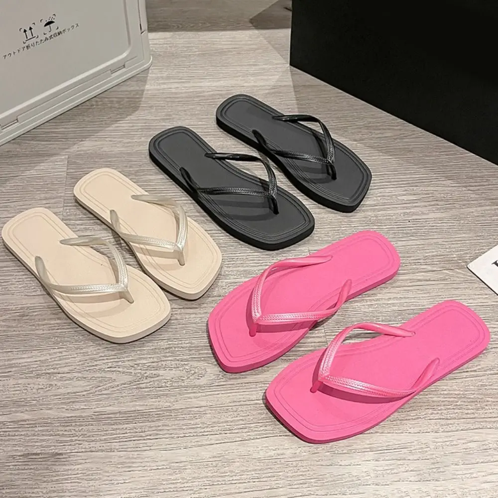 

Casual Anti-skid Beach Flip Flops Stripe Solid Color Fashion Women Slippers House Shoes Streetwear Summer Flats Sandals Girls