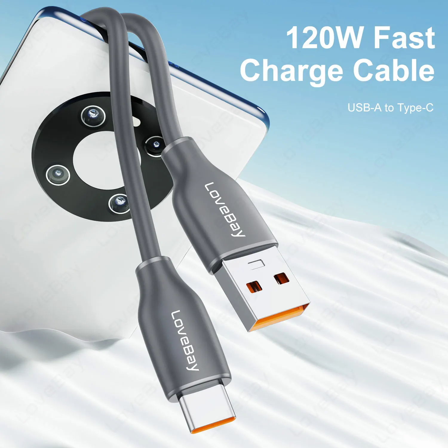 120W USB C Cable Super Fast Charging USB Type C Cable For iphone 15 Pro Max Samsung Huawei Silicone Phone USB Cable Data Cord