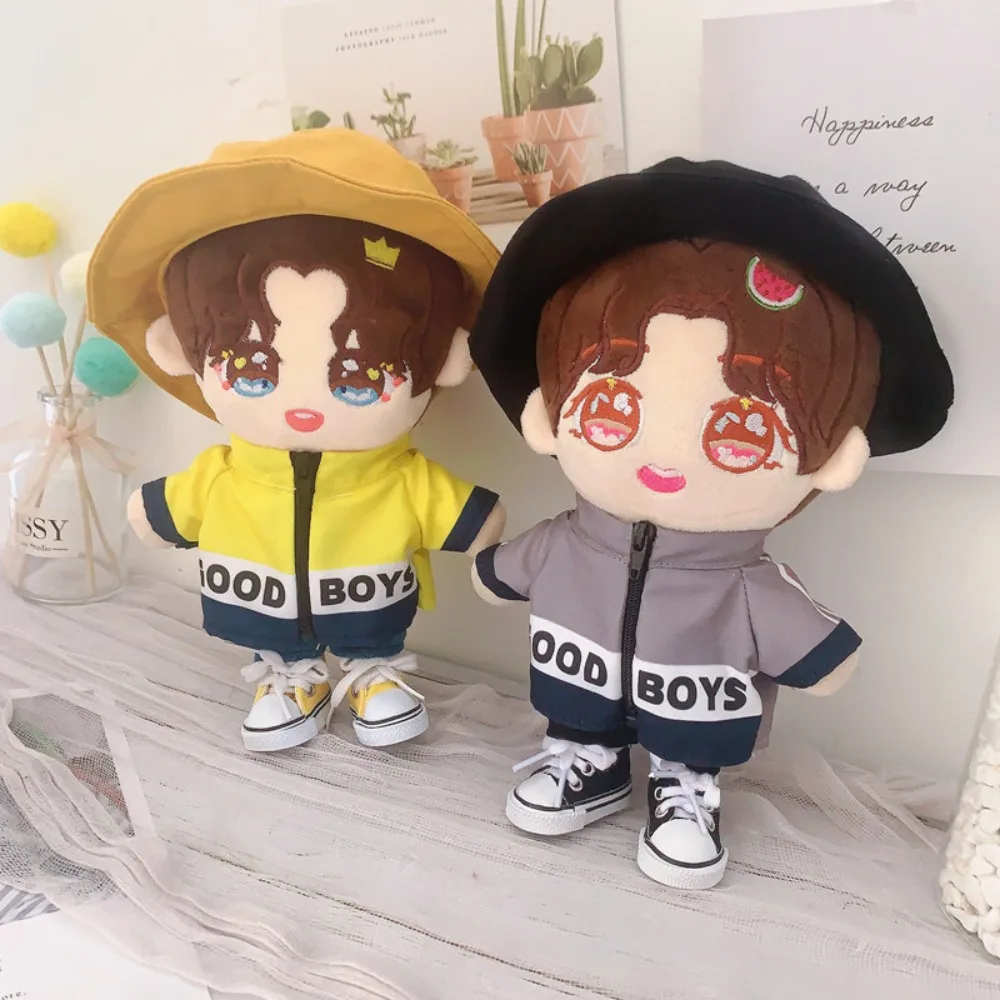 Casual Jacket 20CM Cotton Doll Clothes Black Pants Denim Shorts Stuffed Doll Suit Mini Fisherman Hat Plush Toys Clothes