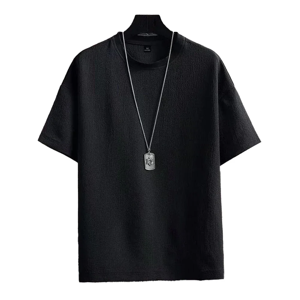 

Breathable Comfortable T-shirt Daily Wear Top Splicing Design 2XL Men Casual T-shirt Regular Length Daily Outfit