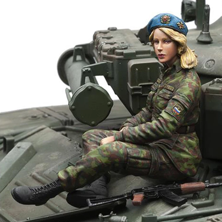 1/16 Resin Model Female Infantry No Tank White Model Hands-on