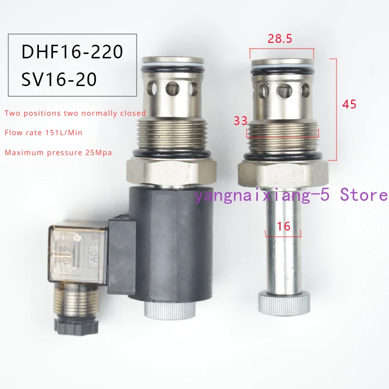 

2 Position 2 Way Poppet Type Normally Closed DHF16-220 SV16-20 Threaded Cartridge Solenoid Valve 151L/Min 25Mpa