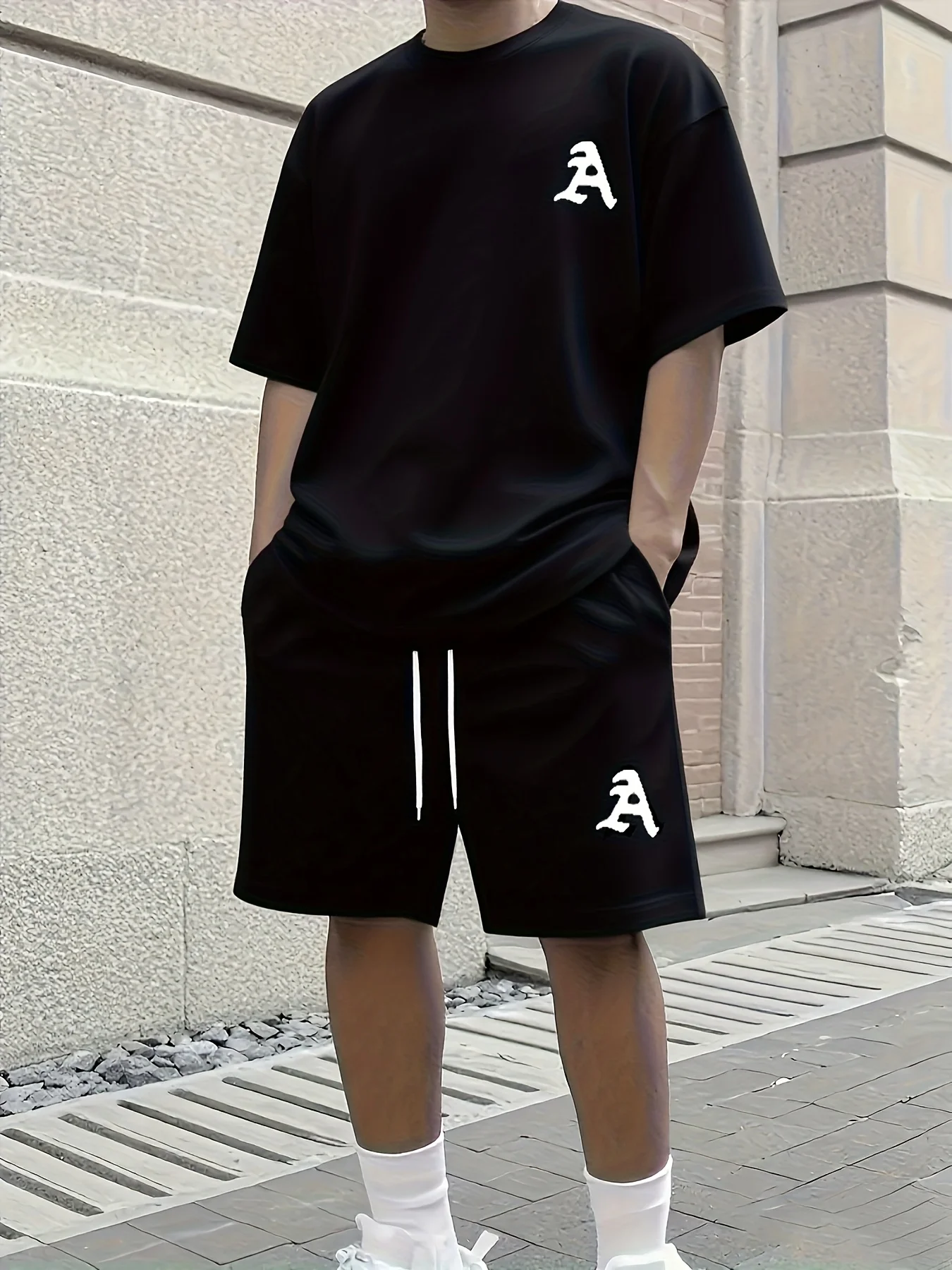 بلون تي شيرت رجالي مجموعة تي شيرتات قصيرة للأطفال سريعة الجافة تنفس قصيرة الأكمام المحملة الرباط السراويل 2 قطعة مجموعة جديد الرجال بدلة رياضية #1