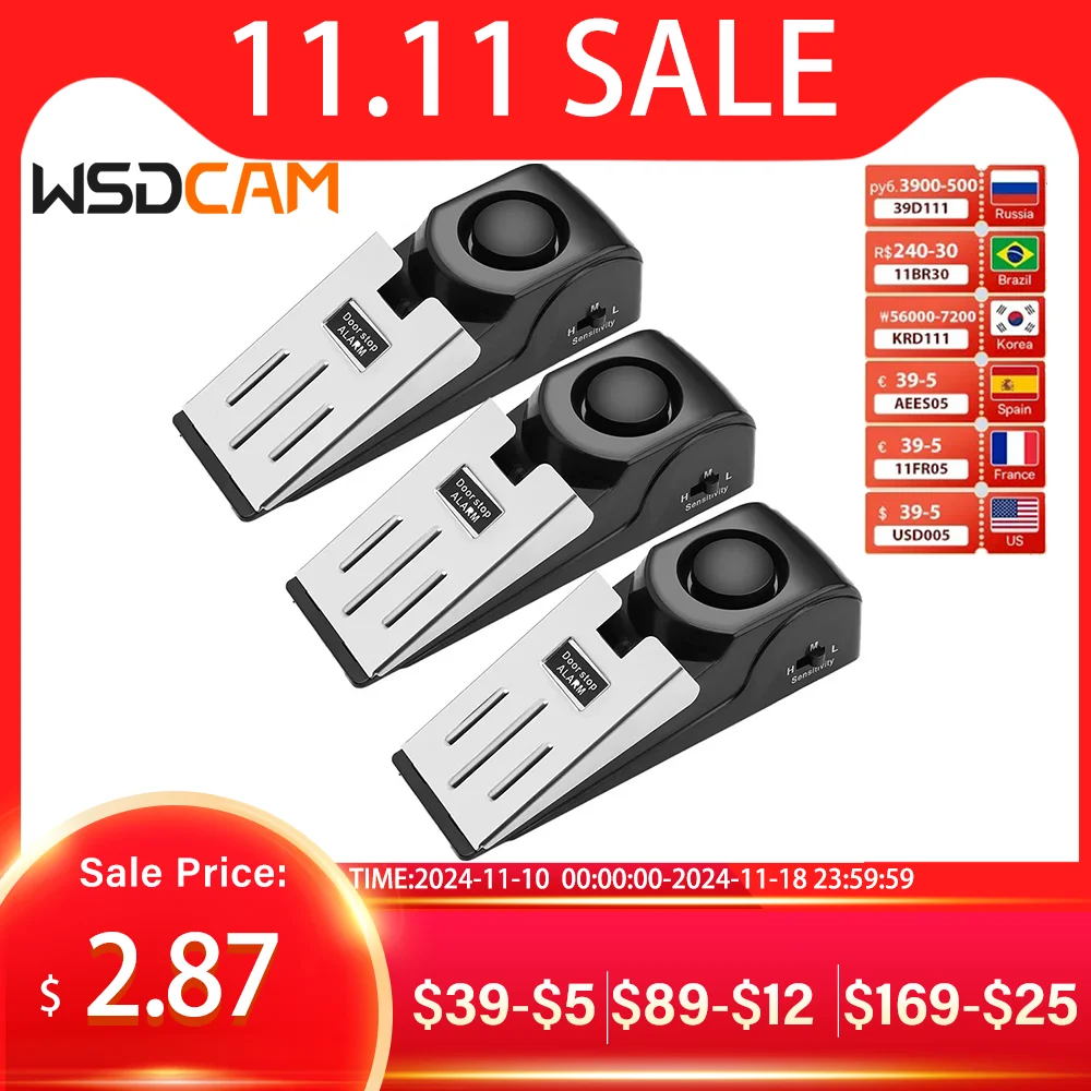 Wsdcam deurstopper beveiligingsalarm, draagbaar 120 luid ingangswaarschuwing deurstopalarm voor