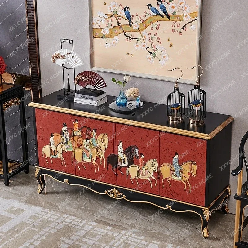 غرفة معيشة صينية حديثة، طاولة جانبية، تخزين أمريكي فرنسي، خزانة ديكور للمدخل #4