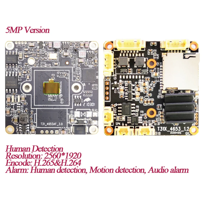 H.265 8MP 4K Starlight Wireless IP Camera Module, 5MP Human detection wifi Network Camera board Two way Audio TF Card RTSP