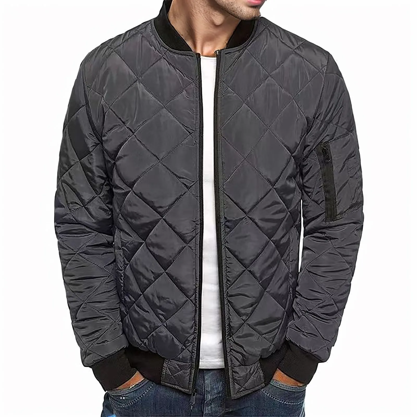 Winter Warm Cotton-padded Jacket Solid Color Jacket Cotton-padded Jacket  Stitched Thickened Collar Cotton-padded Jacket