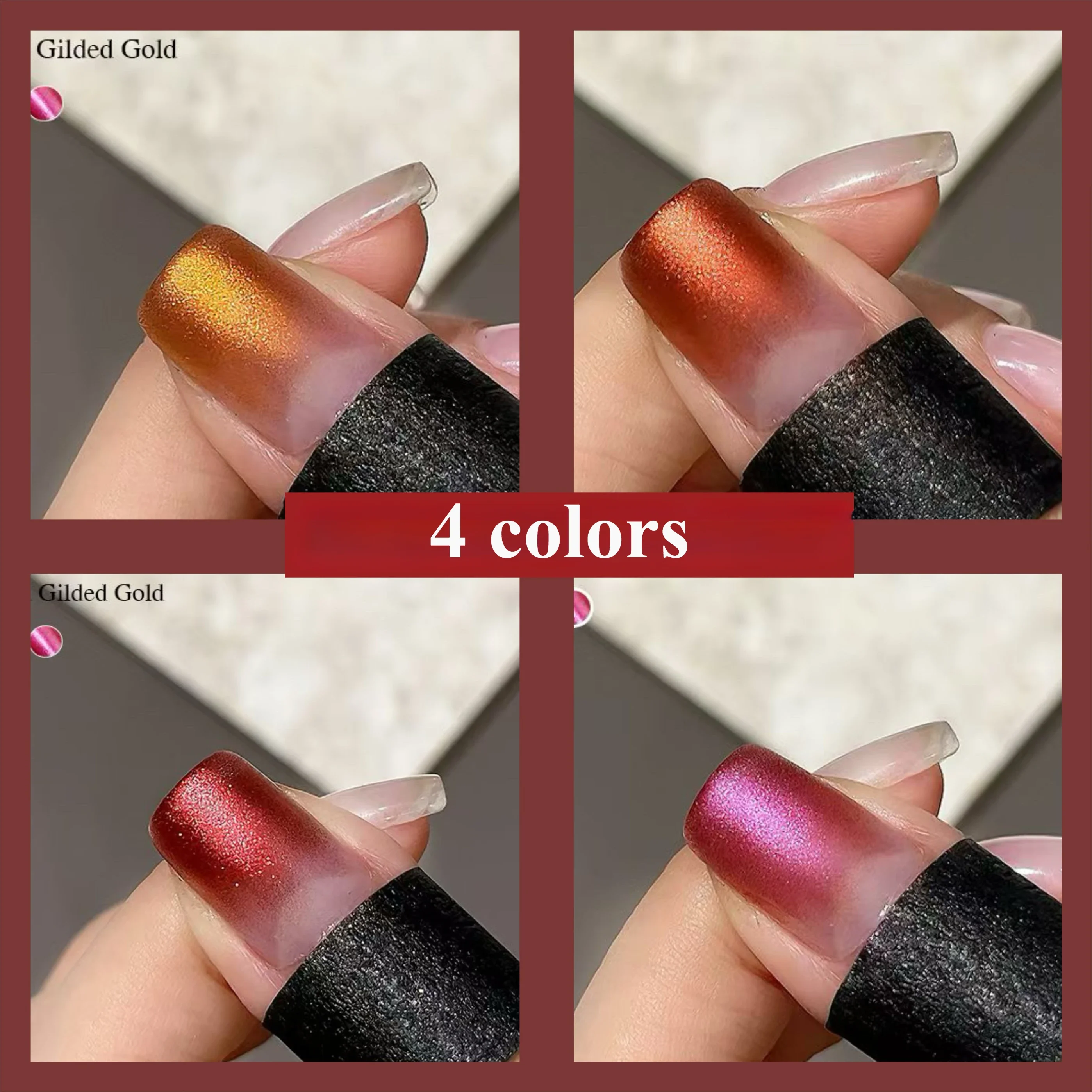 4Color Nail stamping Drawing Gel Plaster Effect 3D Red Gilding Texture Slapped Gradient Effect Gel Polish UV Nail Polish Lacquer