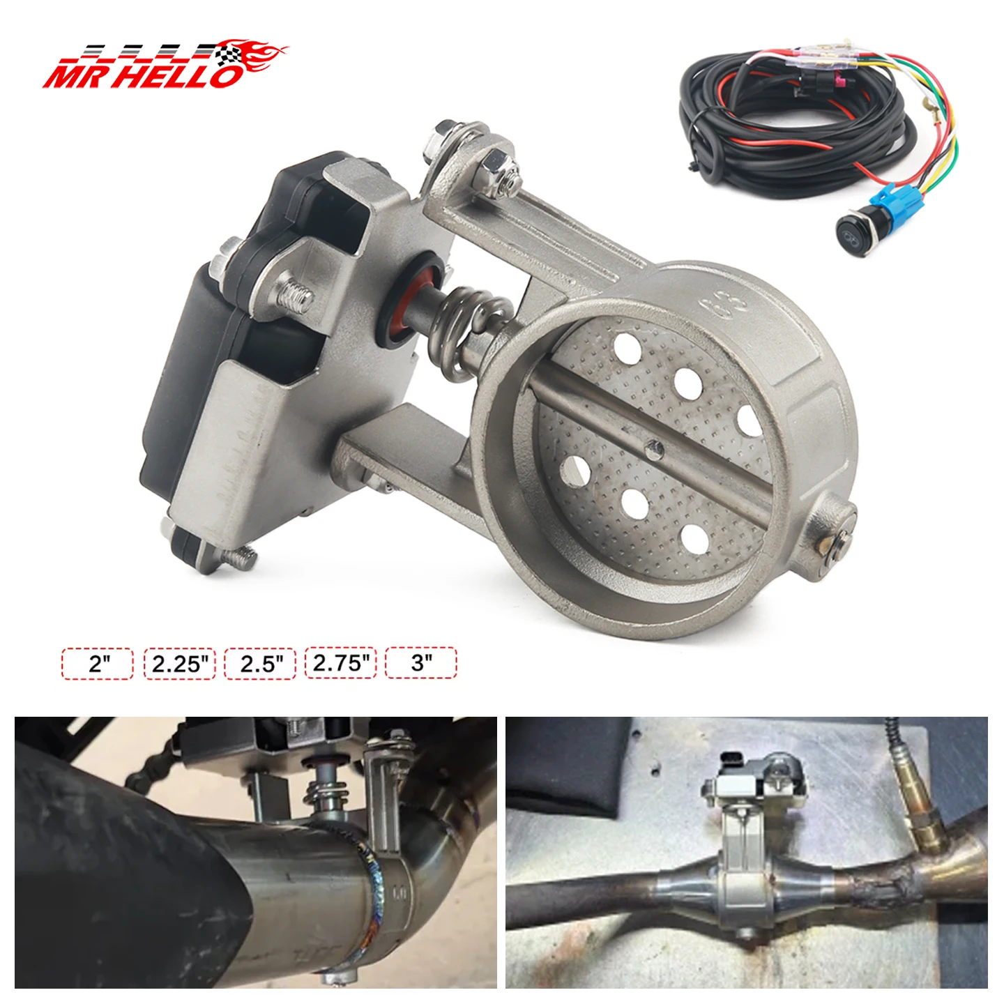 Motorcycle Exhaust Pipe System Locomotive Soundproof Stainless Steel Valve Electronic Switch Button Control 51/60/63/70/76mm