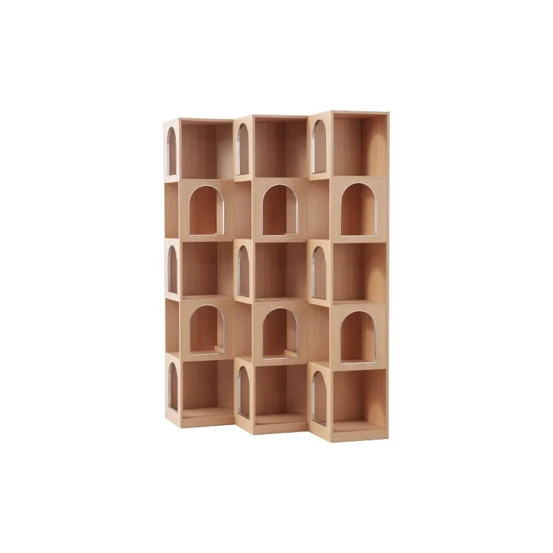Light luxury medieval reading bookshelf floor-to-ceiling, metal arch against the wall Bauhaus storage bookcase shelf