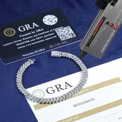 Hip Hop VVS Diamond Miami Shiny Diamond Cuban Chain Women 925 Sterling Silver Thin Necklace Moissanite Cuban Link Bracelet