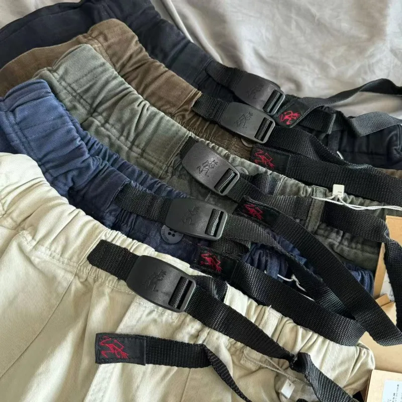 Japanese Gramicci Casual Loose Straight Pants Men Women High Quality Versatile Mountain Climbing Functional Belt Waist Trousers