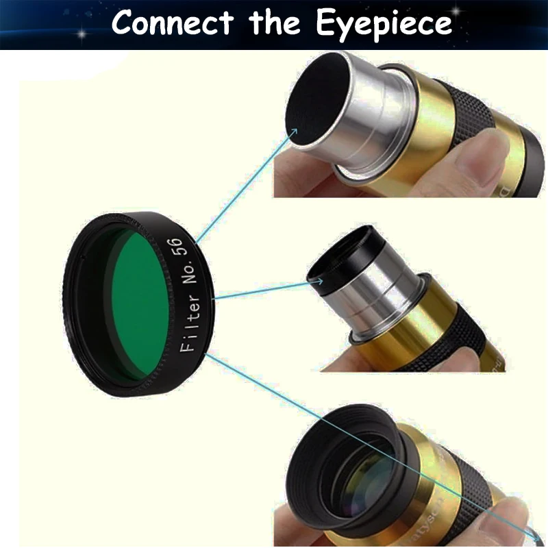 1.25インチ グリーンムーンフィルター M28.6*0.6mm 金属糸付き 天体望遠鏡接眼アクセサリー 月面&惑星観察用