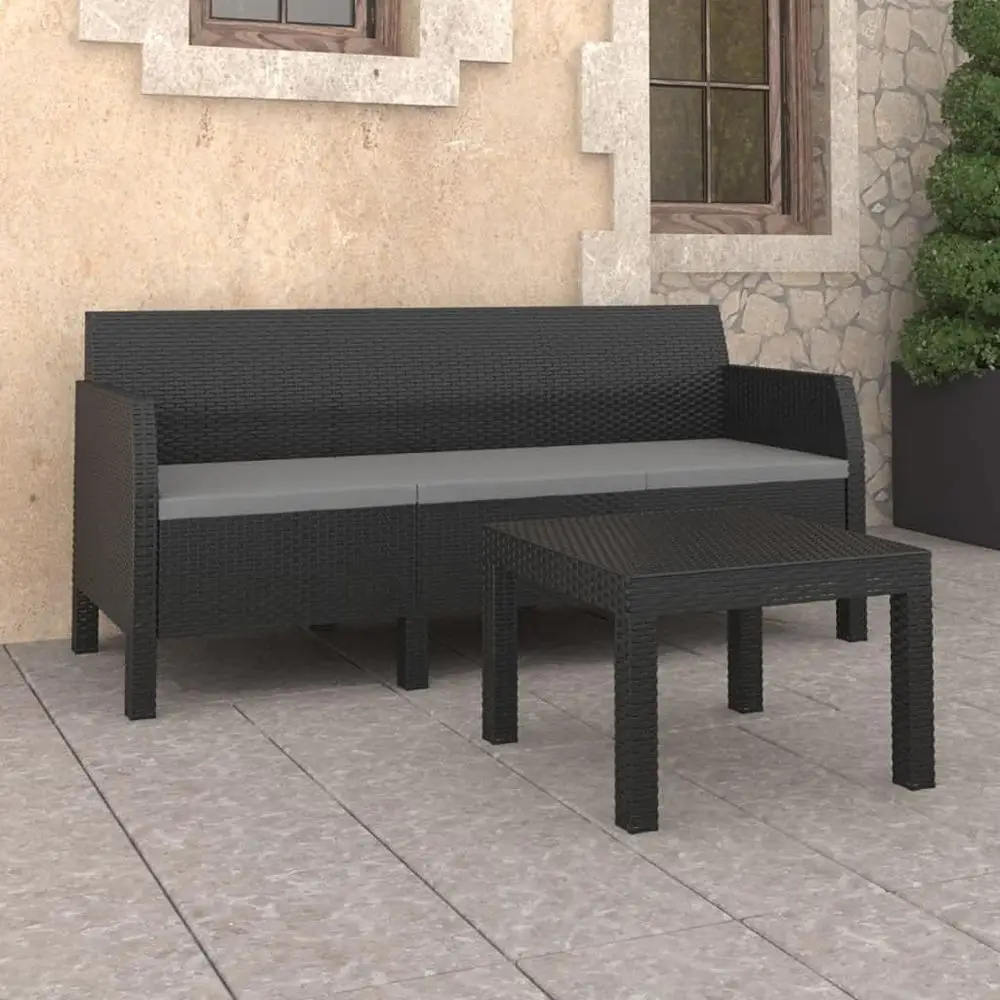 

Anthracite Rattan 3-Seat Garden Lounge Set for Outdoor, Patio, or Terrace