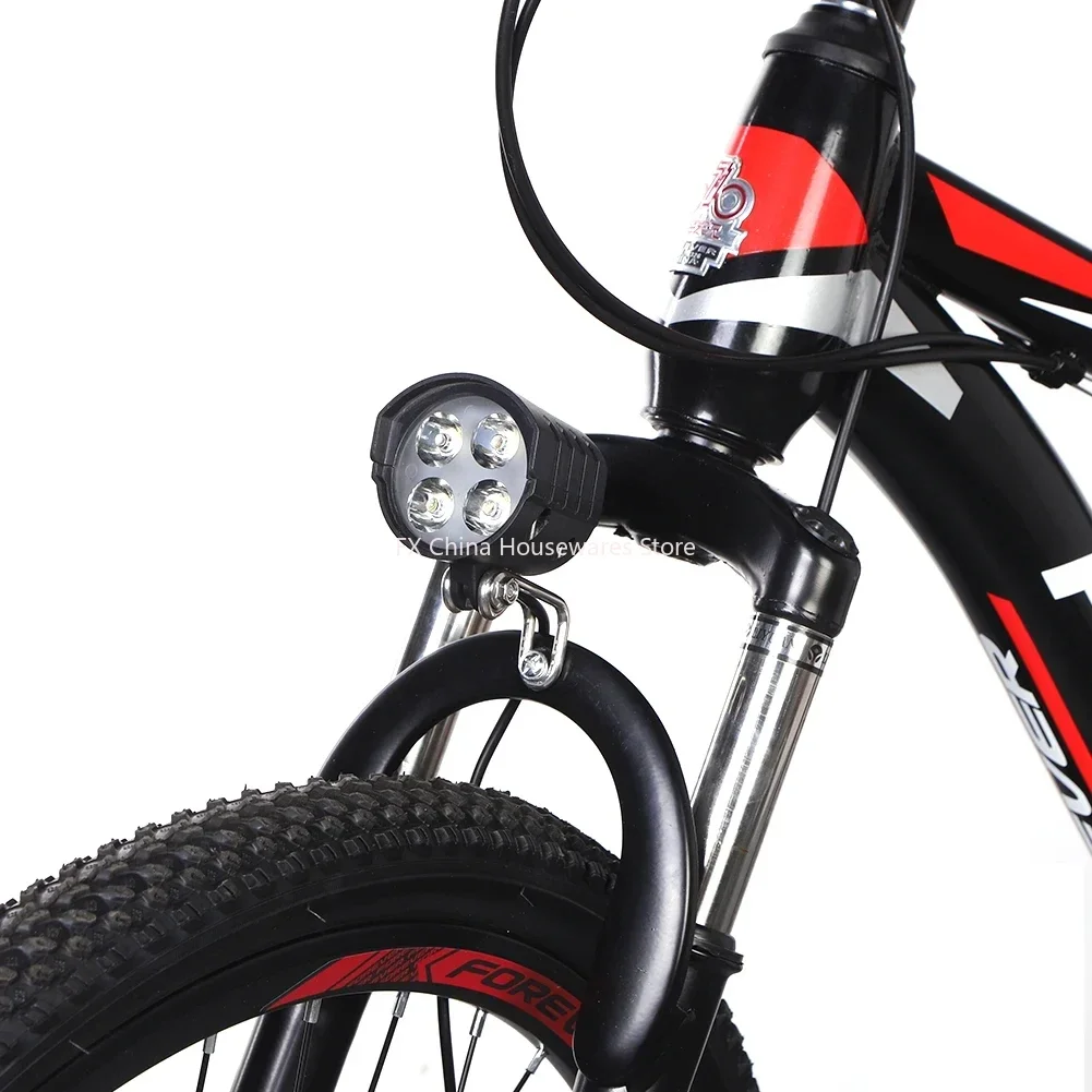 Luz de Bocina para Bicicleta Eléctrica, Faro Delantero de 4 LED de 12W, Impermeable, 2 en 1, Interruptor de Bocina y Luz, Linterna para Bicicleta