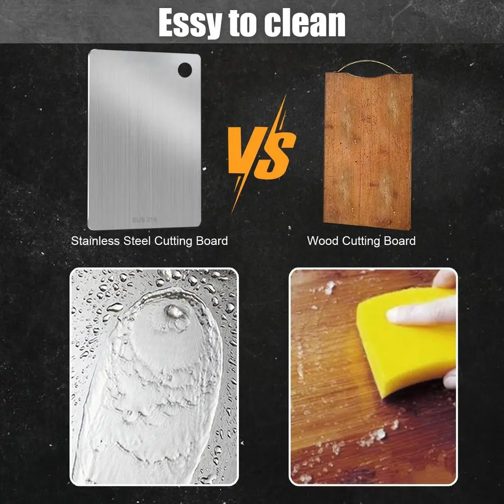 เขียงสเตนเลสสตีลสำหรับครัว - แคทชีฟ แบบสองด้าน ปลอดสารพิษ ใช้กับเครื่องล้างจานได้ ชุด 4 ชิ้น (S+L+XL+XXL)