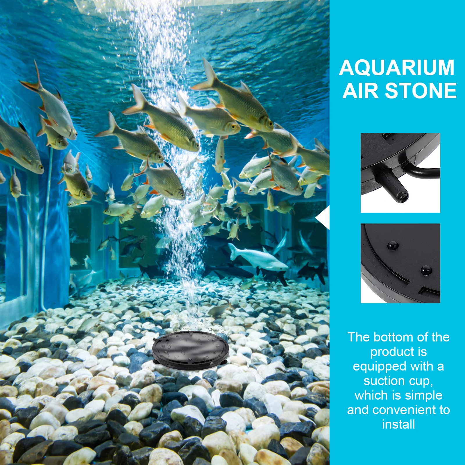 

Fish Bowl Tank Bubble Lamp Air Stone Disc Aquarium LED Light Decoration Bubbler Black Lights