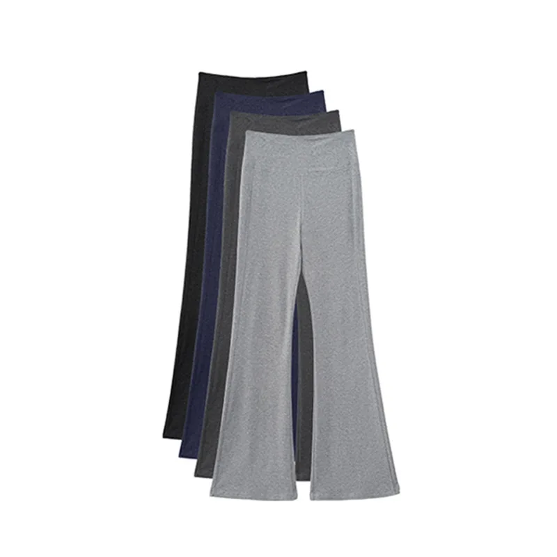 Gray micro-bellows yoga pants - new spring/summer style low-waist slimming casual pants for fitness and sports activities