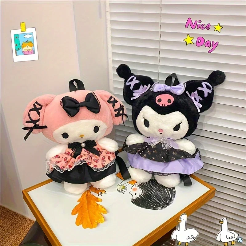 Mochila de Anime Sanrio para mujer, muñeco de peluche, Kuromi Melody, figura de acción, regalos para niños