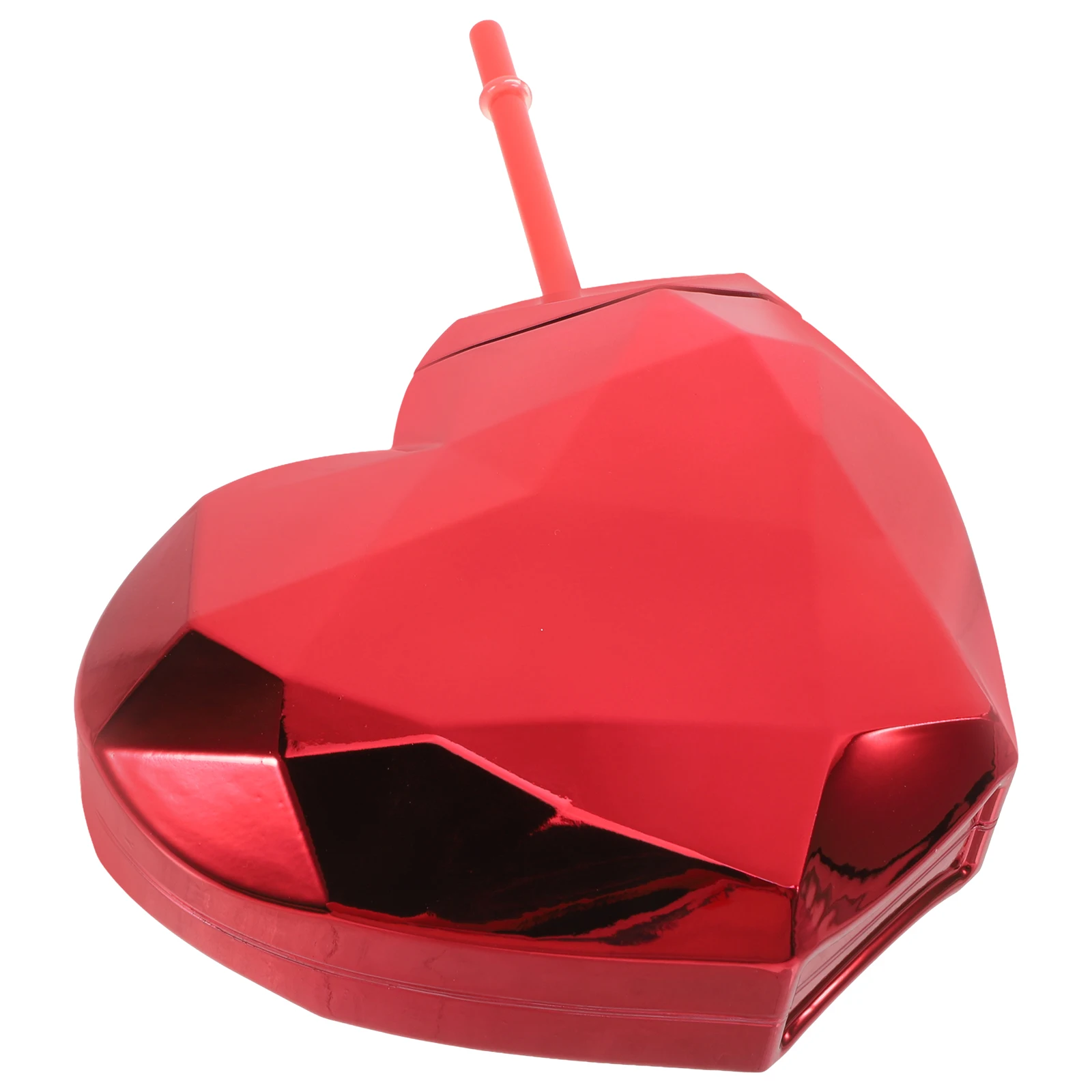 

Heart Shaped 600ml Electroplated Straw Drink Bottle for Valentine Wedding Party Supplies Reusable Portable Cup for Party