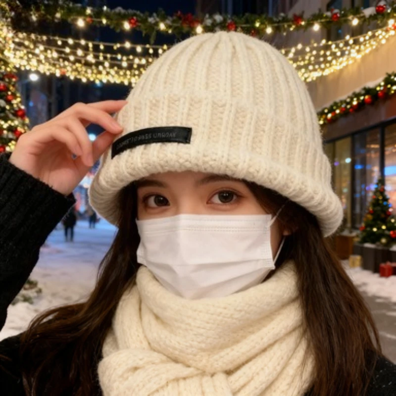 أزياء الشتاء القبعات الدافئة للنساء الرجال للجنسين بلون محبوك بونيه قبعات الهيب هوب عارضة التراص بيني الطقس البارد #4