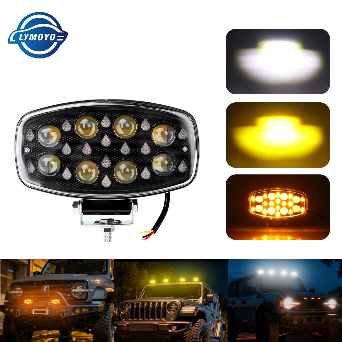 

1PCS Car LED Work Light 60W Headlight 8Lens Spot Flood Combo LED Light Bar Offroad 4X4 Truck SUV ATV DRL Driving Lamp