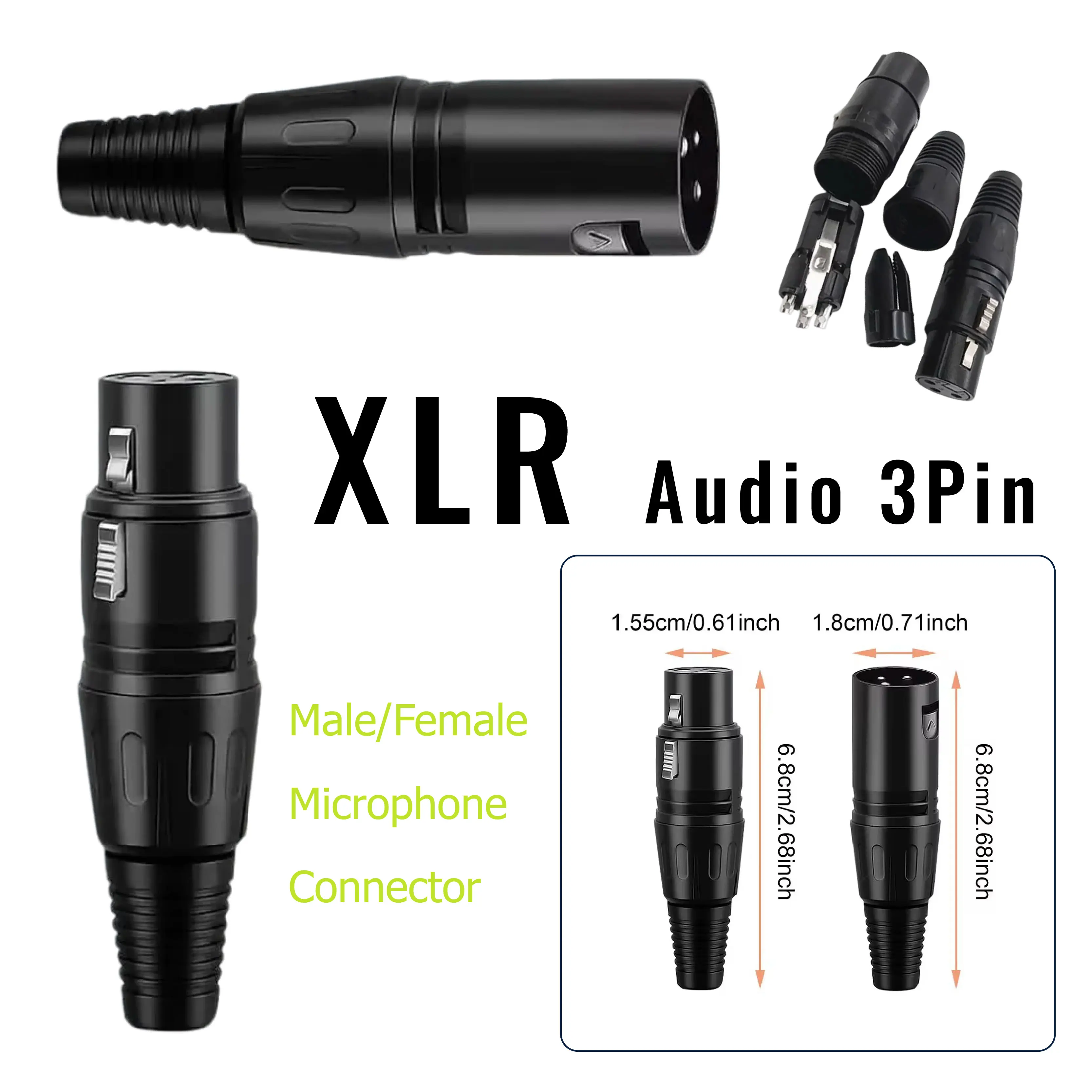 

3-полюсный микрофон, черный штекер, 3-контактный разъем XLR «папа/гнездо», провод, разъем кабеля микрофона