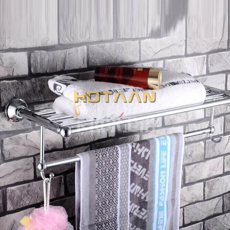 Wall mounted Bathroom Towel holder, Chrome Towel Rail, 60/50cm stainless steel  Towel Rack with hooks