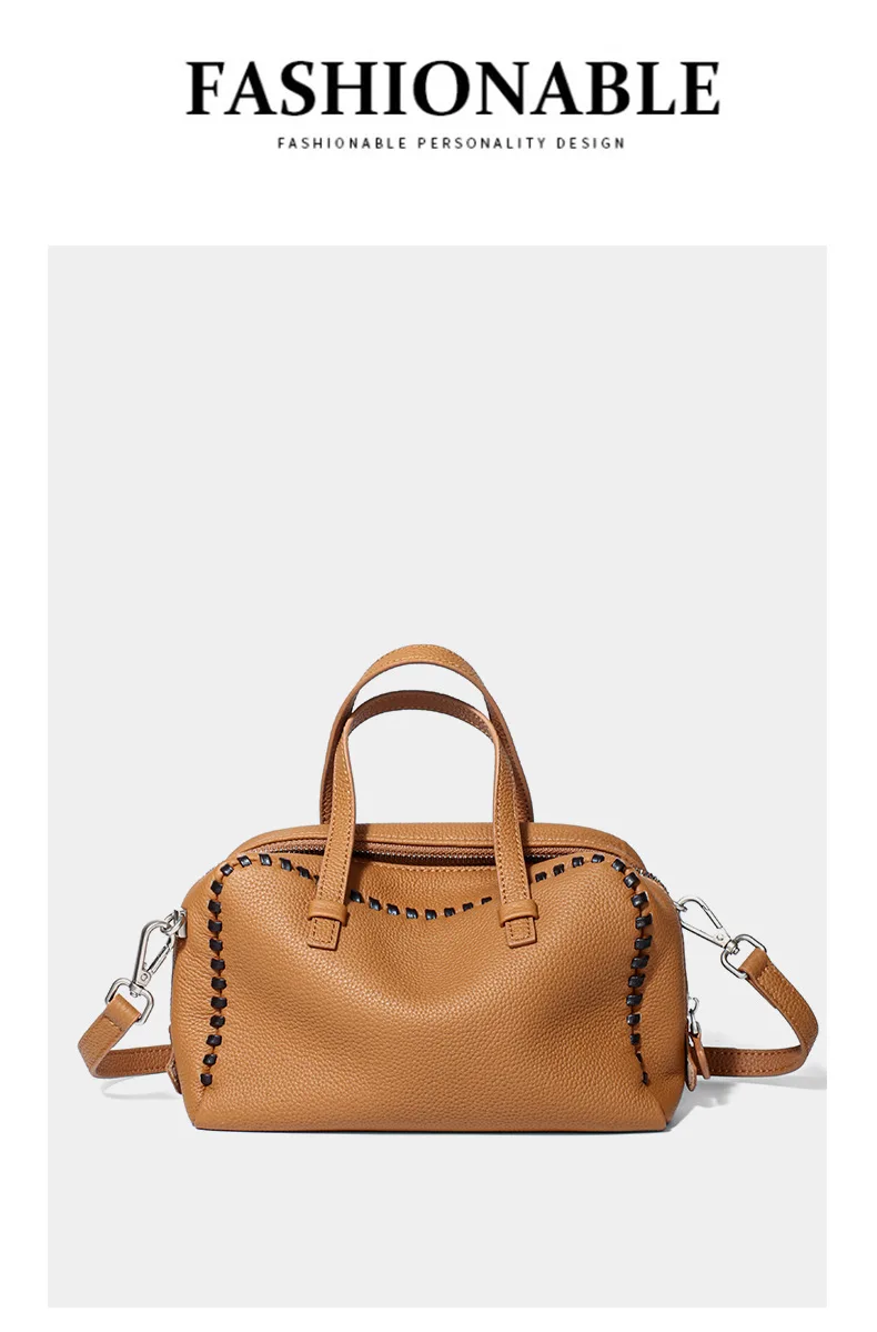 Damen Echtleder Schultertaschen 100% Crossbody Bucket Bag Weibliche Mode Einfarbige Designer Shopper Tote Marken-Trend Handtaschen Bolsas – Detail 17
