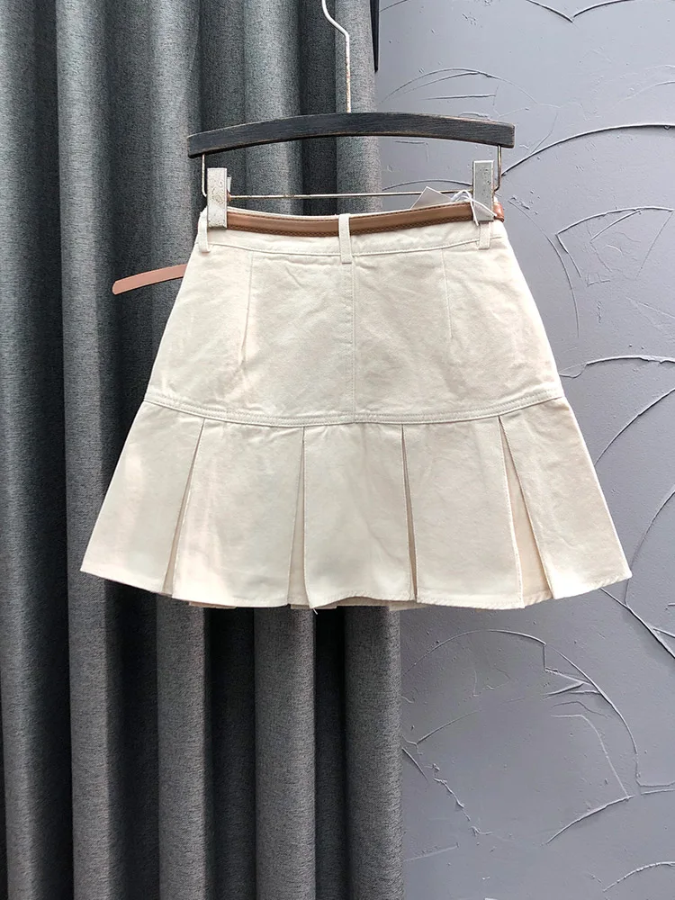 High Waist A-Line Skirt Denim ort Skirt Women's Faion Spring Summer Cotton Polyester Blend Pure Color Versatile Sle