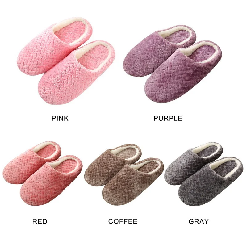 Women Indoor Slippers Plush Warmer Home Female Slipper Autumn Winter House Flat Floor Shoes Home Soft Slient Slides For Bedroom