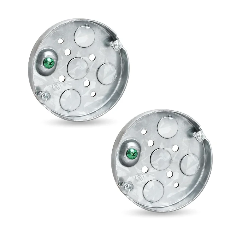 4 inch Round Ceiling Pan Metal Pancake Box Outlets,  Shallow Electrical ,1/2-Deep,1/2-Bottom Knockout