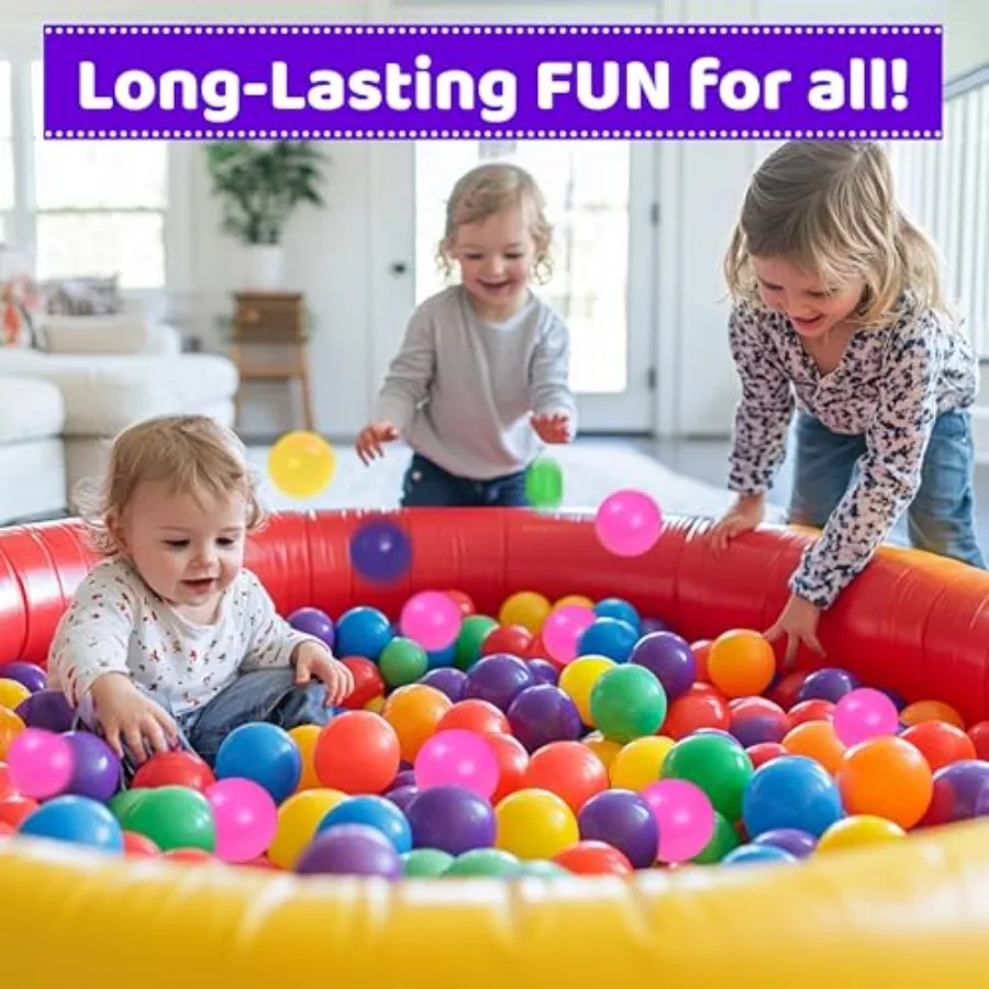 200 boules pour tout-petits avec sac de rangement, 7 couleurs vives, anti-écrasement, grands jouets de jeu pour tentes, piscines et fêtes