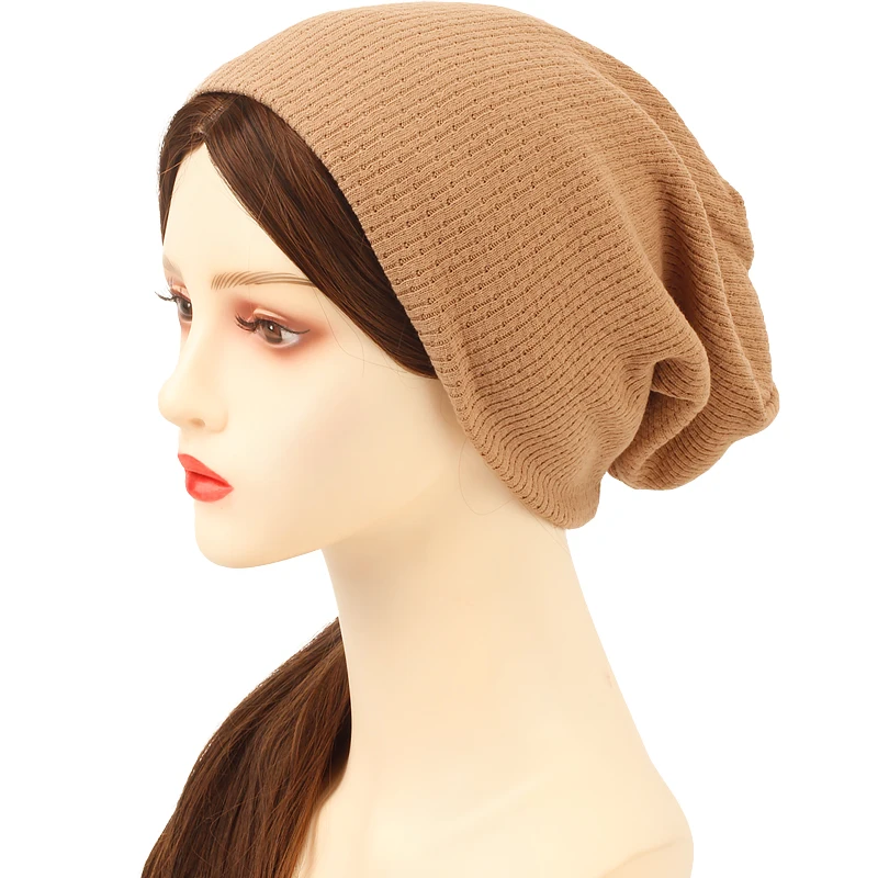 Women\'s New Fashion stripe pattern Beanies New Fashion Knitted Hat Solid Color Hip Hop Skullies Bonnet Autumn Winter Warm Cap