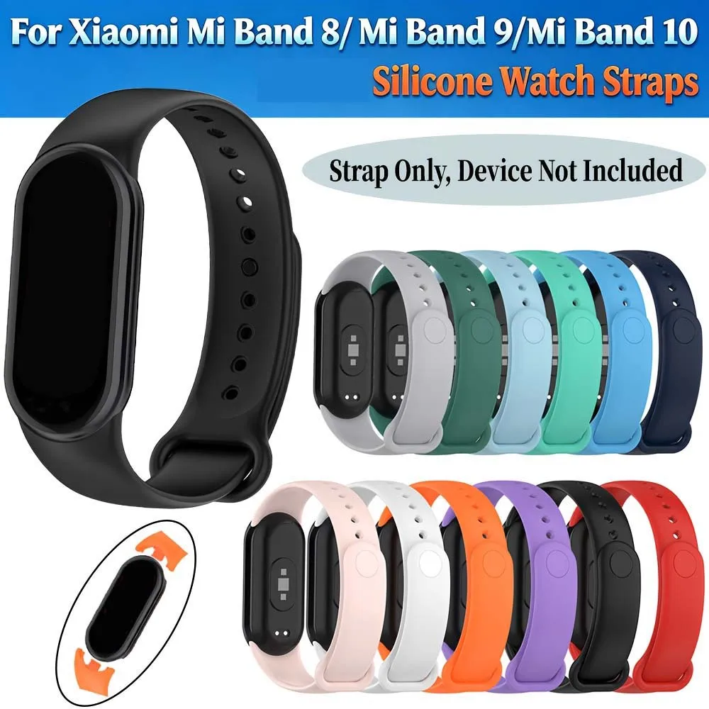 Mi Band 8, 9, 10용 다색 교체 스트랩 - 편안하고 내구성이 뛰어나며 조절 가능한 손목밴드 |   고품질, 부드러운 질감