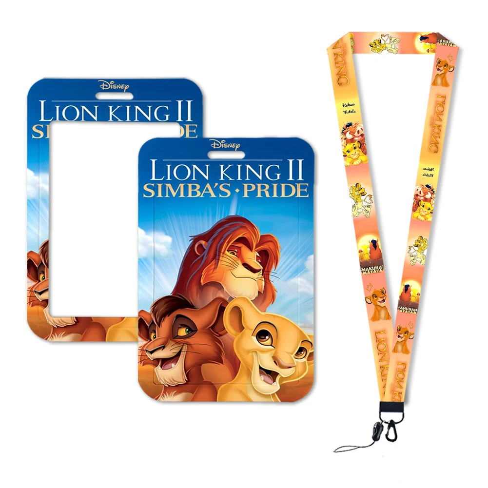 Correa para el cuello del Rey León Simba Disney, cordón, cubierta para tarjetas de película para niños, soporte para insignia de dibujos animados, tarjeta de identificación, cuerda para colgar para estudiantes, regalo