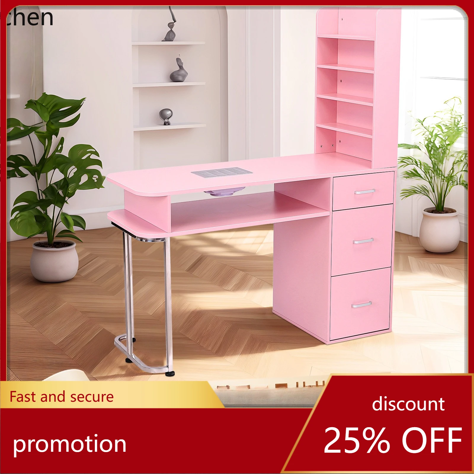 HXL Nail Table with Layered Storage and Built-in Nail Dust Collector