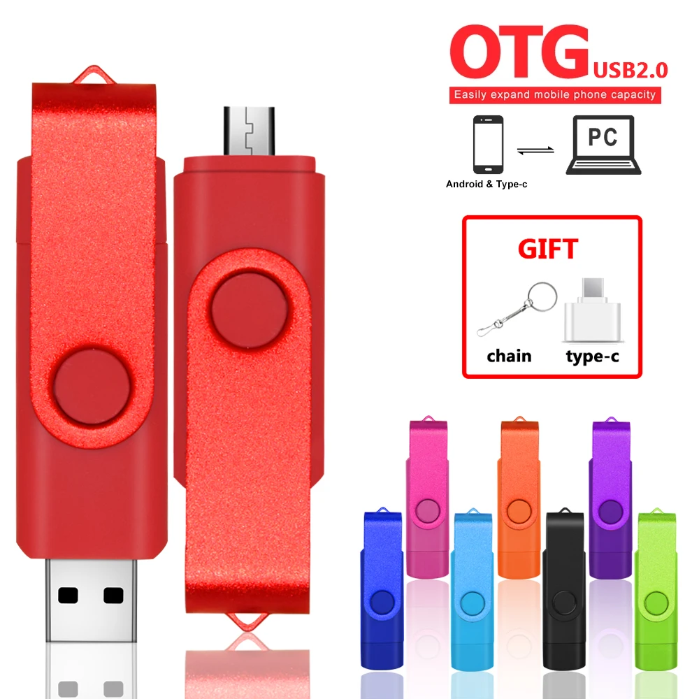 3 in1 USB 2.0 OTG flash drives 64GB 32GB 16GB 8GB pendrive for PC/Android high speed memoria stick waterproof U disk custom logo