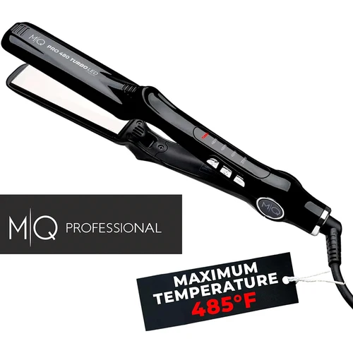 Imagen 1 del producto Plancha Bivolt plana de titanio para alisar el cabello profesional MQ 480 ° Diseño anatómico F Turbo, ultrasuave, efecto espejo - 3 pases