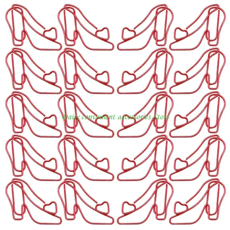 97QB 20 قطعة عالية الكعب شكل مشبك ورق معدني ملون دبابيس ورق معدنية ملف كليب ل وثيقة اوراق الملاحظات منظمة بطاقة بريدية