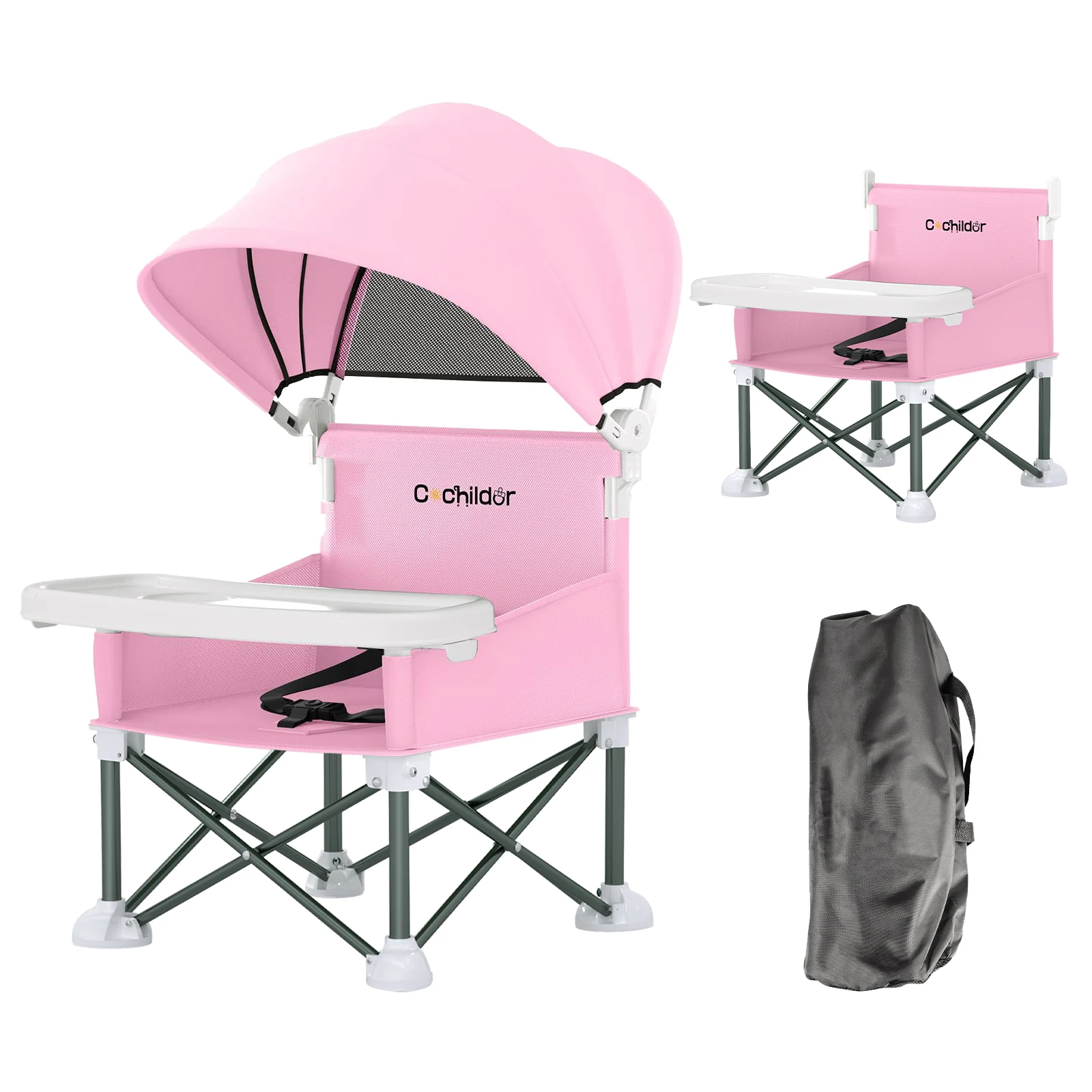 

Cochildor Children's High Chair Foldable Sunshade Tray Outdoor Camping Beach Travel Baby Seat