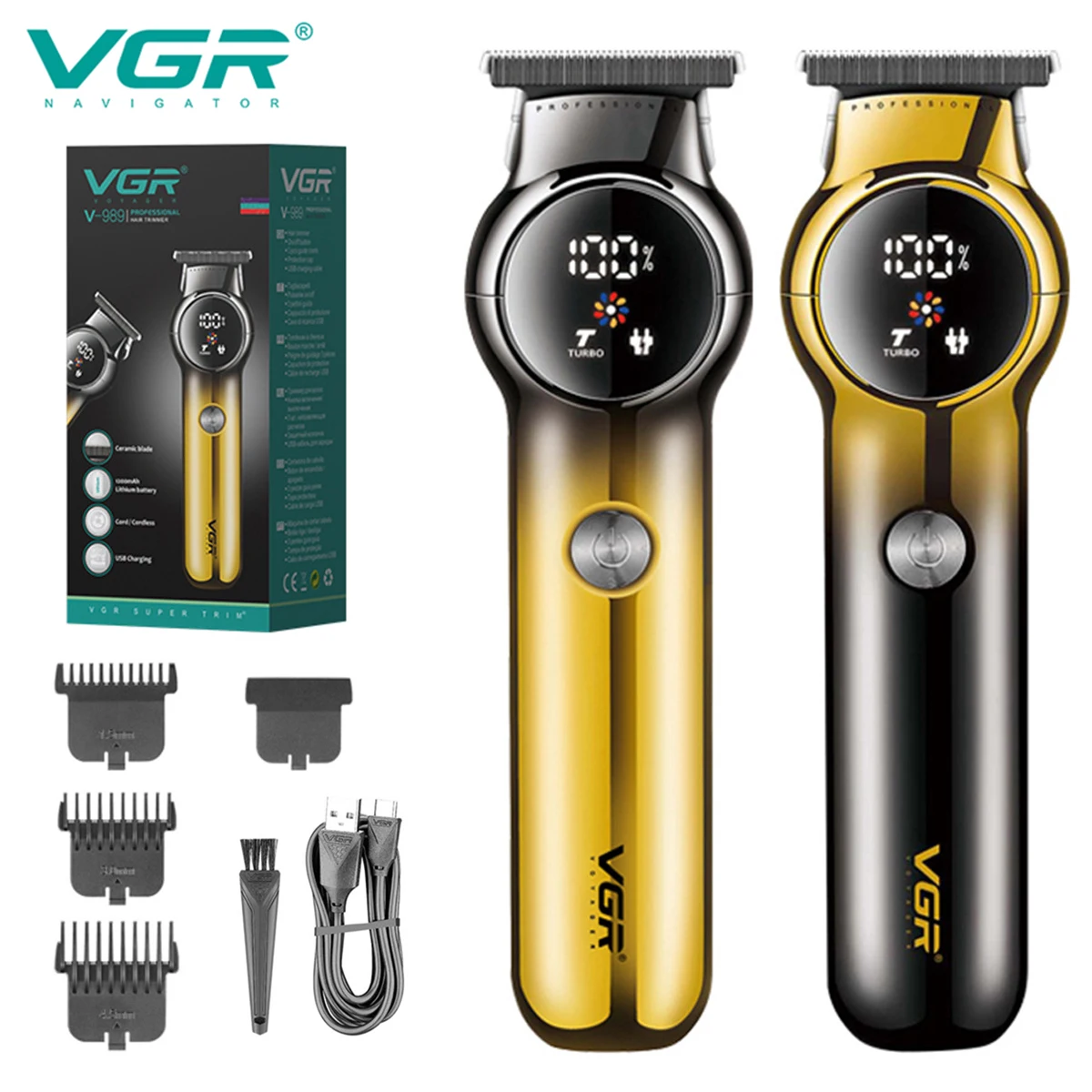 

VGR Hair Trimmer Adjustable Hair Clipper Rechargeable Trimmer Professional Electric Hair Clipper Cordless Trimmer for Men V-989