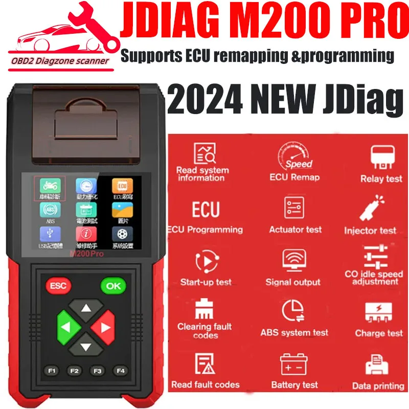 

2024 NEW JDiag M200 Pro Motorcycle Diagnostic Tool Support ECU Remapping&programming Battery Tester Automotive Testing M200 M300