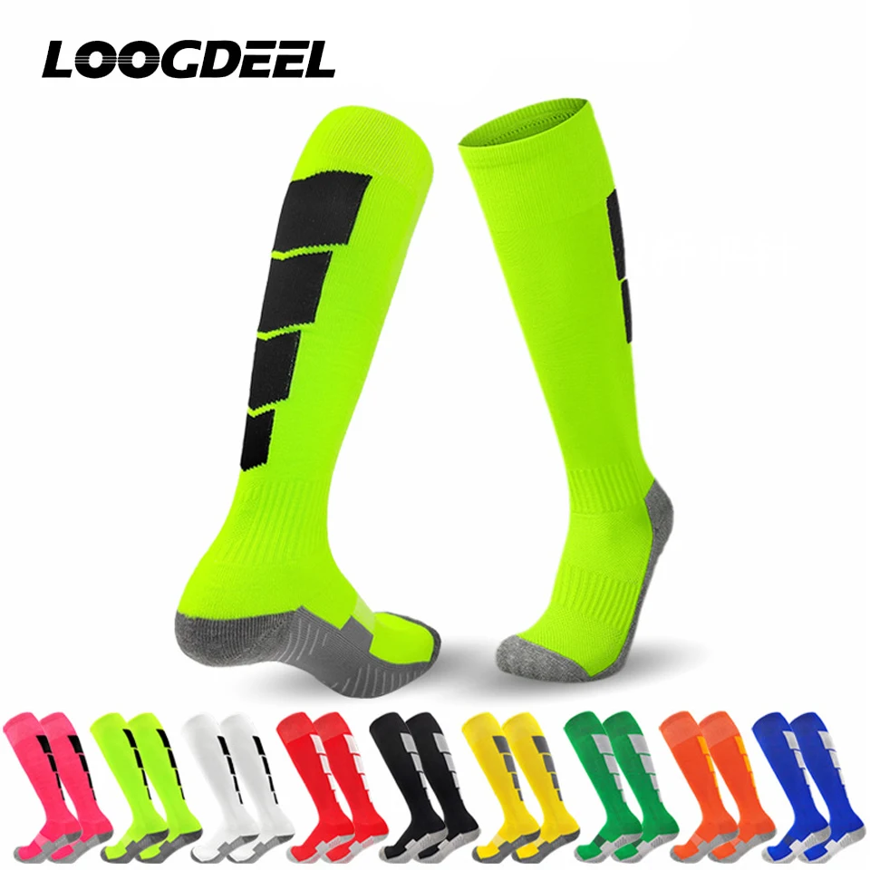 

Loogdeel 32-38 Football Socks Kids Soccer Sport Child Knee High Long Socks Thick Towel Bottom Non Slip Athletic Socks Girls boys