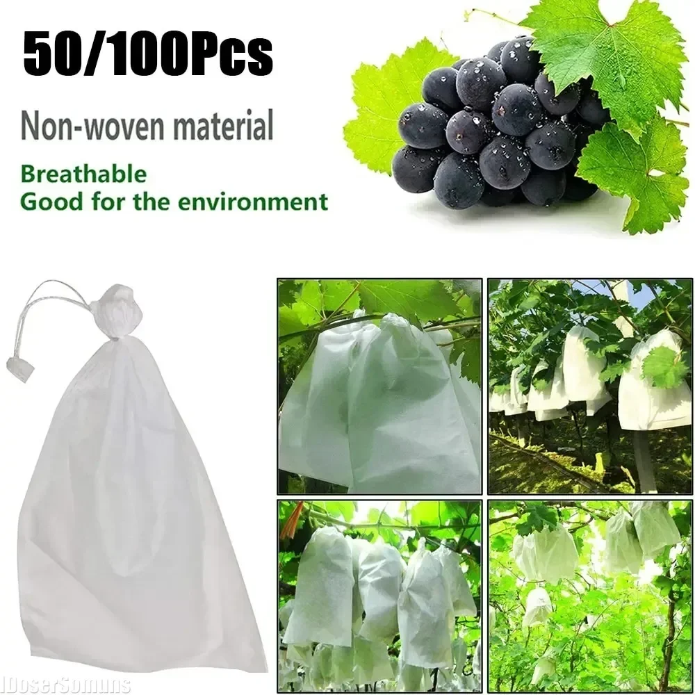 50/100Pcs Protection Bags Anti-Bird Insect Prevention Cover Fruit Vegetables Nonwoven Fabric Mesh Net Garden Supplies