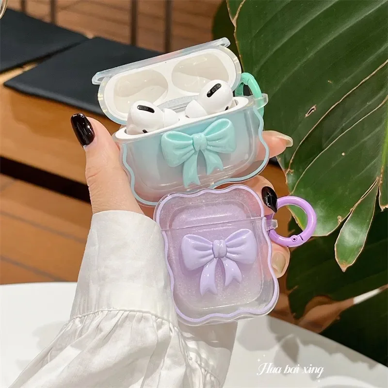 حالات سيليكون ل Airpods Pro 2nd الفاخرة ثلاثية الأبعاد القوس اللاسلكية سماعة غطاء وقائي ل Airpods 4 2 1 3 سماعة الرأس الملحقات