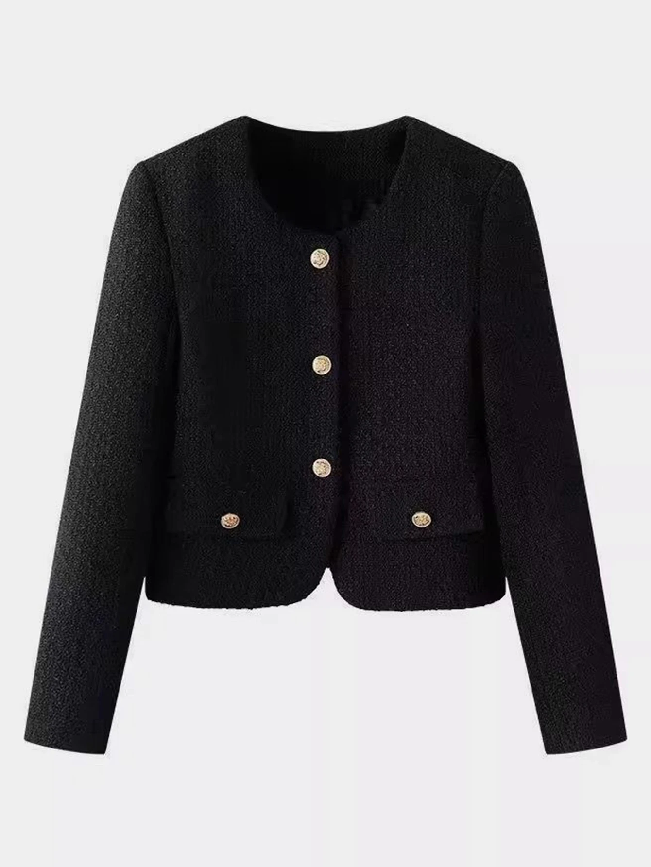 

Women's Lightweight Jackets Autumn Fashion Streetwear Pockets Solid Color Skinny Fit Long Sleeve Crew Neck