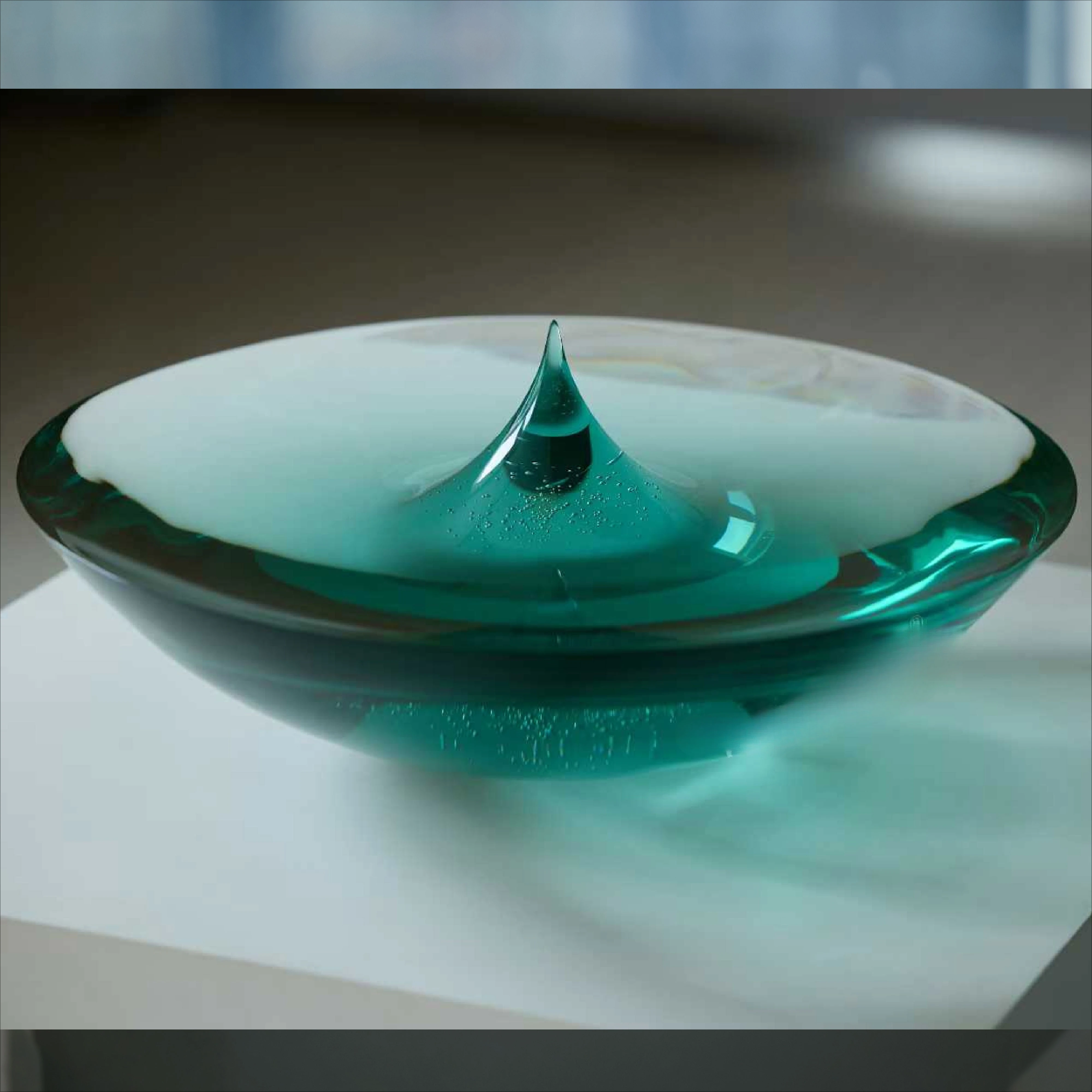 تمثال نافورة مستديرة فاخرة شفافة باللون البني/الأخضر، نحت علوي لتزيين سطح الطاولة المذهل في المطاعم